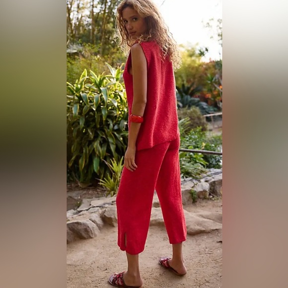 Free People FP Beach Stockton Sweater Vest & Pants Set Cherry Tomato Combo - Picture 4 of 8